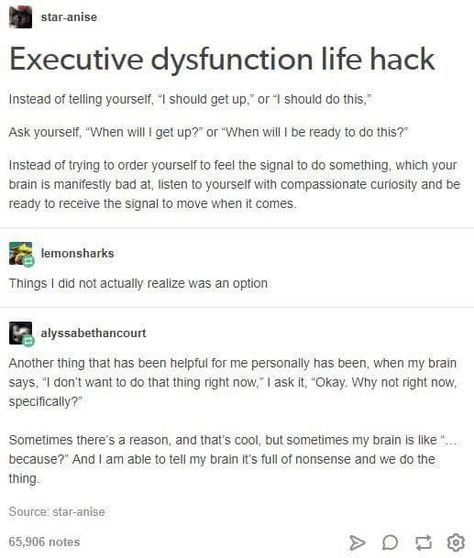 Executive dysfunction life jack Executive Dysfunction, Info Board, Life Hack, Mental And Emotional Health, New Energy, What’s Going On, Health Awareness, Useful Life Hacks, Life Advice