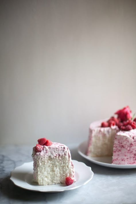 Raspberry Rose Angel Food Dream Cake | ZoëBakes | eat dessert first Zoe Bakes, Raspberry Rose, Dessert Party, Dream Cake, Angel Food Cake, Chiffon Cake, Eat Dessert First, Angel Food, Food Cake