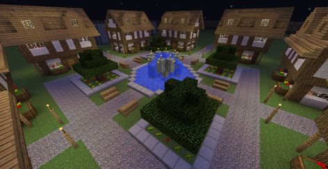 My Plaza Minecraft Plaza Design, Minecraft Plaza, City Minecraft, Mc Builds, Plaza Design, Minecraft Medieval, Minecraft Inspiration, Medieval City, Minecraft Map