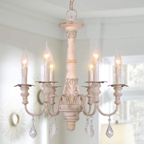 Wood Lighting, French Country Chandelier, Country Chandelier, Country Candle, French Chandelier, Wooden Chandelier, White Candle, Wood Chandelier, Candle Style Chandelier