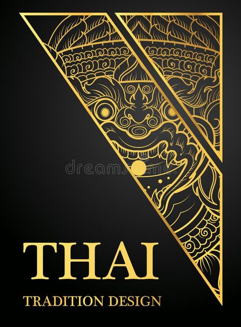 Thai Design Pattern, Thai Art Traditional, Thai Graphic Design, Thai Art Design, Hanuman Thai, Thai Illustration, Thailand Design, Boxe Thai, Thai Design