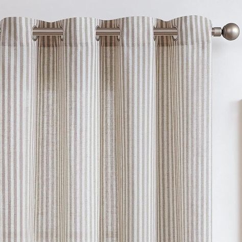 Amazon.com: JINCHAN Linen Curtains 84 Inches Long for Living Room Sage Green Striped Curtains Farmhouse Ticking Stripe Curtains Bedroom Country Rustic Window Pinstripe Print Curtains Grommet 2 Panels Sage on Flax : Home & Kitchen Living Room Sage Green, Living Room Sage, Pinstripe Curtains, Room Sage Green, Ticking Stripe Curtains, Pattern Curtains, Drop Lights, Striped Curtains, Curtains For Bedroom