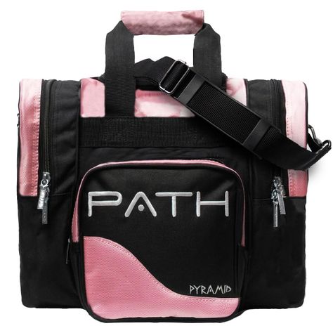 PRICES MAY VARY. Single Deluxe Tote - Black Body with Blacklight Responsive Pink Accent Color 600/840 Denier Construction - Durable and Vibrant Adjustable Padded Strap w/Welded Steel Construction, Webbed Nylon Carrying Handles, Custom Zipper Pulls, Polyurethane Ball Cup designed for comfort, utility and style - ( Pyramid Deluxe Bag Tag is not included ) Oversized Side Pockets Fit up to US Mens Size 15 Shoes Dimensions: (L: 14") (W: 11") (H: 13") - Portable, Easily fits in vehicle and ball locker Bowling Ball Bag, 15 Shoes, Bowling Shoes, Bowling Bag, Black Hot Pink, Bowling Ball, Bowling Bags, Cycling Workout, Pink Accents