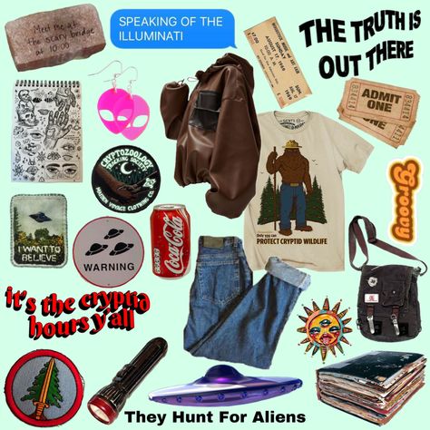 Cryptid Academia Aesthetic Outfits, Cryptid Hunter Outfit, Cryptid Academia Outfits, Adventure Outfit Aesthetic, Cryptid Core Outfit, Cryptid Aesthetic Outfit, Cryptidcore Fashion, Cryptidcore Outfit, Cryptid Hunting