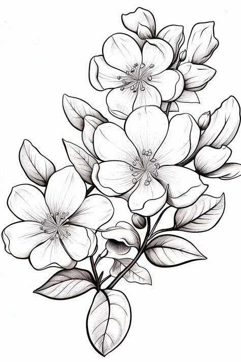 Different Types Of Printable Flower Coloring Pages For Kids | Storiespub Black Outline Flower Tattoo, Princess Coloring Pages For Kids, Flower Coloring Pages For Kids, Kinds Of Art, Printable Flower Coloring Pages, Printable Flower, Flower Line Drawings, Flower Drawing Tutorials, Different Kinds Of Art