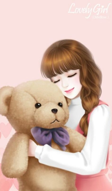 Hugging Teddy Bear, Teddy Bear Hug, Big Teddy Bear, Big Teddy, Bear Hug, Girl Cartoon, Teddy Bear