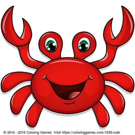 Crab Drawing Simple, Crab Coloring Page, Sea Animals Drawing, Crab Cute, Crab Drawing, Cartoon Crab, Crab Cartoon, Coloring Games For Kids, Drawing Ideas Creative