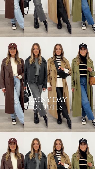 Rainy Day Outfit Inspiration, Rainy Casual Outfits For Women, Rain Office Outfit, Outfits To Wear In The Rain, Women Rainy Day Outfit, Cute Fall Rainy Day Outfits, Work Outfits Women Rainy Day, Raining Day Outfit Winter, Outfits For Rain