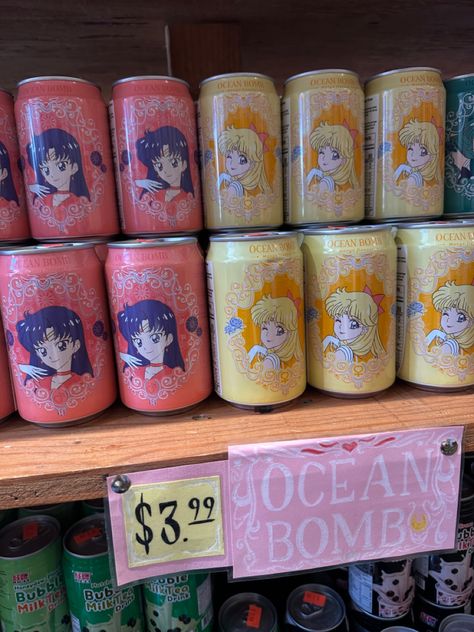 #cute #soda #anime #oceanbomb #vintage #pretty #creative Cute Soda Can, Cute Soda, Exotic Snacks, Random Aesthetics, Asian Snacks, Inspo Pics, Energy Drink, Soda Can, Brand Collection