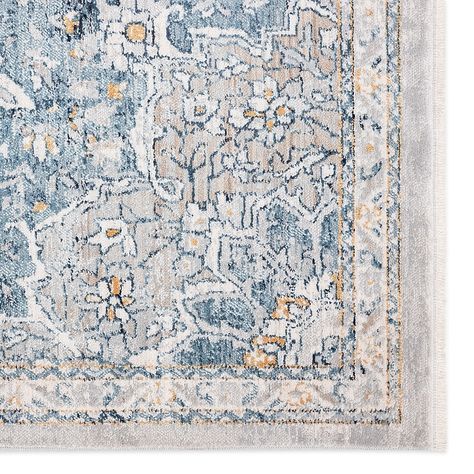 allen + roth Kierra 8 x 10 Ivory/Blue Indoor Medallion Area Rug in the Rugs department at Lowes.com English Farmhouse, Medallion Area Rug, Allen Roth, Medallion Design, Farmhouse Rugs, Painted Floors, Indoor Area Rugs, Basement, Area Rug