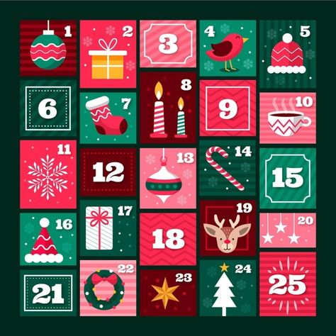 Sticker Advent Calendar, Modern Advent Calendar, Advent Calendar Graphic Design, Advent Calendar Illustration, Christmas Layout Design, Xmas Calendar, Winter Calendar, Online Advent Calendar, Countdown Until Christmas