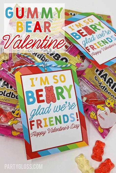 Gummy Bear Valentines, Nails Gummy Bear, Kindergarten Valentines, Valentines Day Nails, Class Valentines, Valentine Gifts For Kids, Preschool Valentines, Valentine Crafts For Kids, Friends Valentines