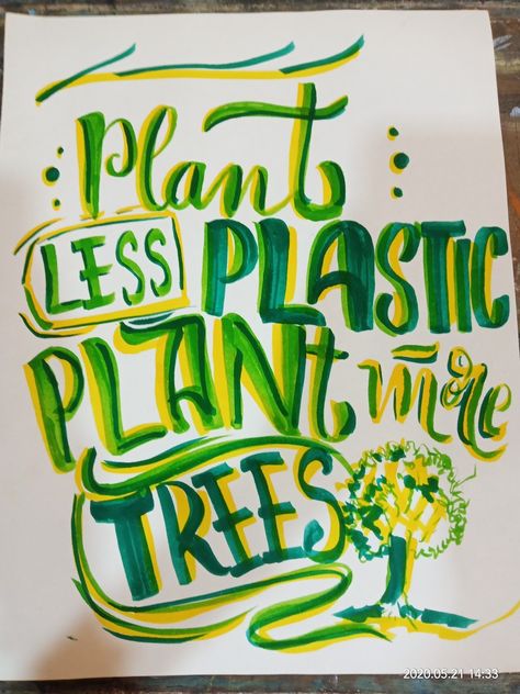 Placard For Environment Day, Slogan Writing On Earth Day, Save Trees Poster With Slogan, Environment Day Placard Ideas, Environment Day Slogan Ideas, Environment Day Poster Ideas Aesthetic, Plant More Trees Poster, Creative Slogan Design, Say No To Plastic Slogans