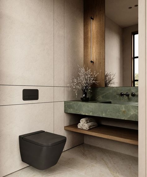 Tiny Toilet Design, Small Office Bathroom, Luxury Toilet Design Modern, Green Toilet, Toilet Design Modern, Walnut Bathroom, All Modern Furniture, Bathroom Gray, Bathroom Lighting Ideas