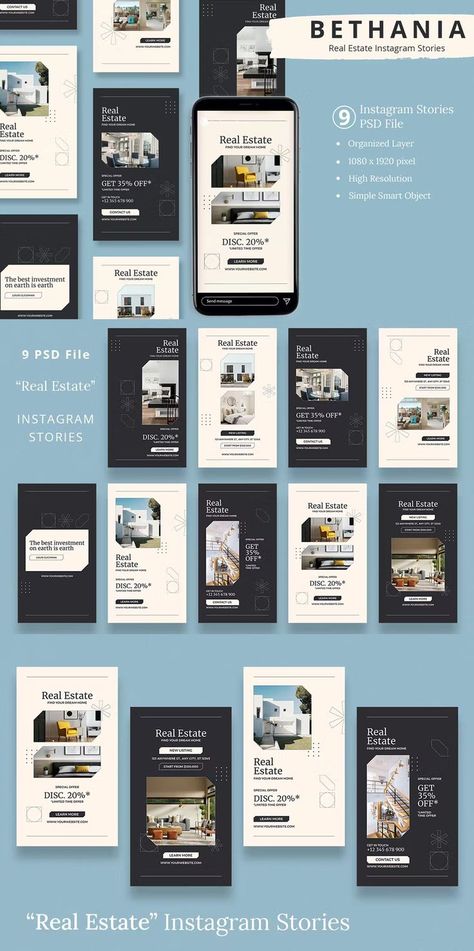 Bethania Real Estate Instagram Stories Template AI, PSD Real Estate Instagram Stories, Property Agent, Instagram Stories Template, Real Estate Instagram, Instagram Story Template, Best Investments, Story Template, Stories Instagram, Instagram Story