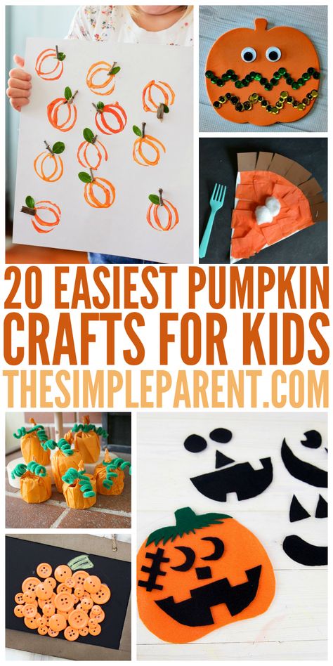 Get festive this fall with some of the Easiest Pumpkin Crafts for kids! Celebrate fall fun and Halloween festivities! Easy Pumpkin Crafts, Pumpkin Crafts For Kids, Pumpkin Crafts Preschool, Pumpkin Art Project, Paper Pumpkin Craft, Freetime Activities, Preschool Art Projects, Pumpkin Activities, Fun Pumpkins