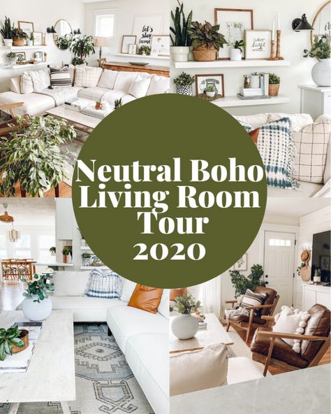 Boho Farmhouse Decor Living Room, White Boho Living Room, Neutral Boho Living Room, Modern Bohemian Living Room Decor, Boho Farmhouse Living Room, Boho Living Room Inspiration, Boho Farmhouse Decor, Living Room Decor Neutral, Modern Boho Living Room