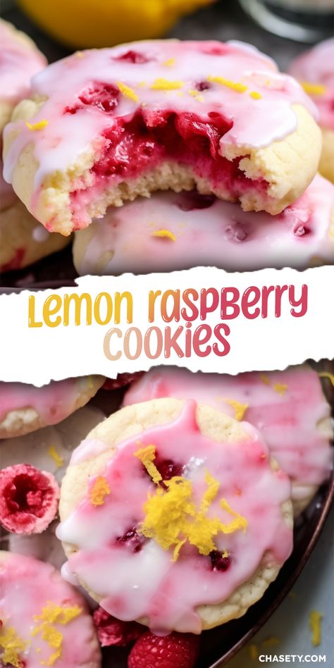 Lemon Raspberry Cookies [35 Minutes] - Chasety Lemon Raspberry Cookies, Raspberry Cookies, Raspberry Recipes, Sweet Treats Recipes, Easy Baking Recipes Desserts, Lemon Raspberry, Sweet Snacks Recipes, Baked Dessert Recipes, Baking Sweets