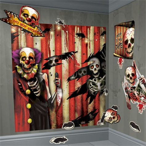 Creepy Carnival Decorations, Halloween Scene Setters, Ghost Scene, Haunted Circus, Zombie Decorations, Party Wall Decorations, Creepy Carnival, Halloween Circus, Carnival Decorations