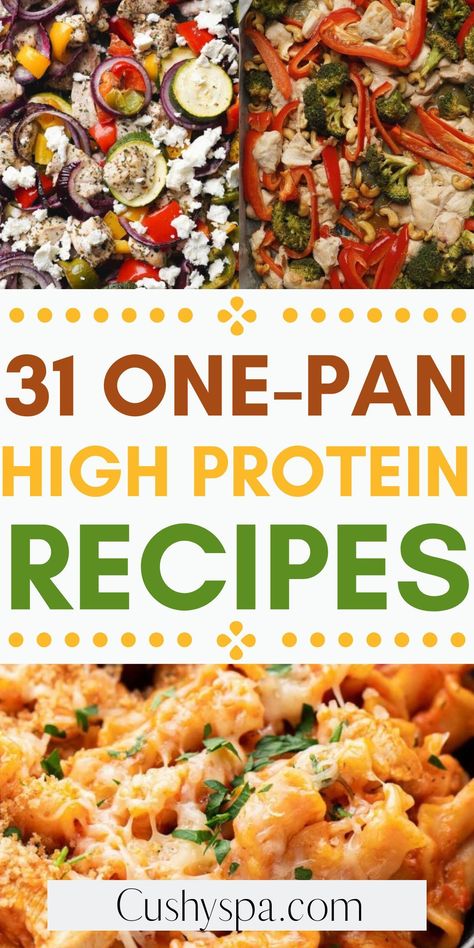 Looking for a way to satisfy your need for high-protein meals while minimizing your time in the kitchen? Check out our mouthwatering collection of one-pan family dinner ideas that will have everyone at the table raving about your homemade creations. Say goodbye to takeout and hello to delicious, easy meals at home! High Protein One Pan Recipes, One Pan Family Dinner Ideas, High Protein One Pan Dinners, High Protein Meals For Athletes, High Protein One Pot Meals, High Protein Seafood Recipes, Quick And Easy High Protein Meals, High Protein Supper Ideas, High Protein Sheet Pan Meals