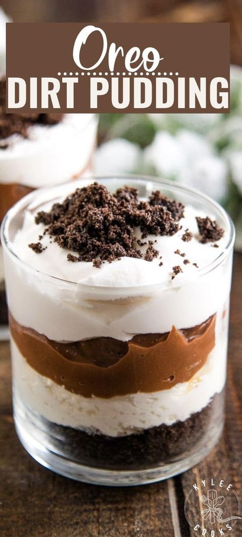 Pudding Oreo, Oreo Dirt Pudding, Oreo Dirt Cake, Dirt Dessert, Dirt Pudding, Oreo Dirt, Oreo Pudding, Dessert Cups Recipes, Mason Jar Desserts