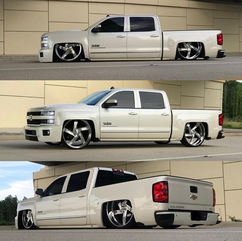 Chevy Silverado crew cab..  🔥💦 #tagowner #droppedcrewcabs 4 Door Trucks, Silverado Crew Cab, 2015 Chevy Silverado, Single Cab Trucks, Chevy Trucks Silverado, Bagged Trucks, Customised Trucks, Lowrider Trucks, Dropped Trucks