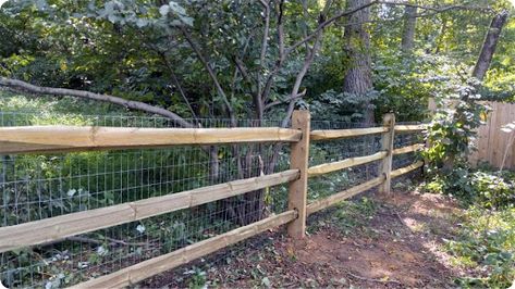 23 Awesome Split Rail Fence Ideas & Designs in 2023 Split Rail Fence Ideas With Wire, Split Log Fence, 3 Rail Split Rail Fence, Split Rail Fence Ideas Rustic Gardens, Split Rail Fencing Ideas, Cedar Rail Fence Ideas, Corner Property Fence Ideas, Split Rail Fence With Wire, Split Rail Garden Fence