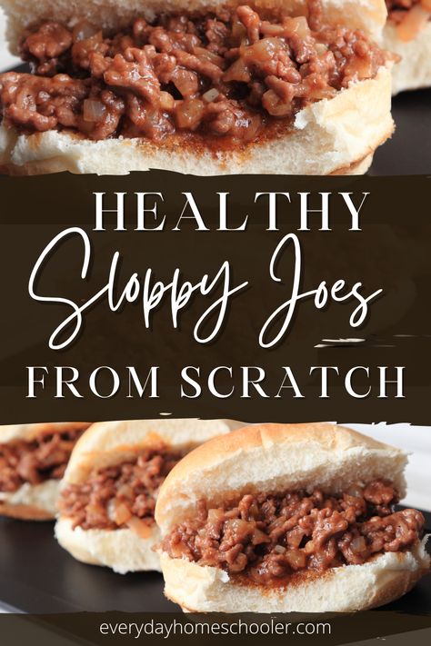 Not your typical canned sloppy joe dinner. Made from scratch and packed with simple and whole ingredients - this is a recipe you'll feel good about feeding to your kids! These healthy sloppy joes are great served on grilled hamburger buns with coleslaw or dill pickles. Sloppy Joe Dinner, Sloppy Joes From Scratch, Sloppy Joes Dinner, Healthy Sloppy Joes, Dill Pickles, Favorite Recipes Dinner, Sloppy Joe, Hamburger Buns, Sloppy Joes