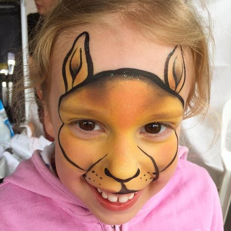 @juicybodyart on Instagram: “Another cheeky little 'roo ☺️#facepainting #melbourne #kangaroo #wallaby #australiannative #biodiversity” Face Painting Ideas Animals, Sour Kangaroo Makeup, Kangaroo Face Paint, Jungle Animal Face Paint Easy, Lemur Face Paint, Kangaroo Painting Acrylics, Melbourne Kangaroo, Kangaroo Kids, Animal Face Paintings