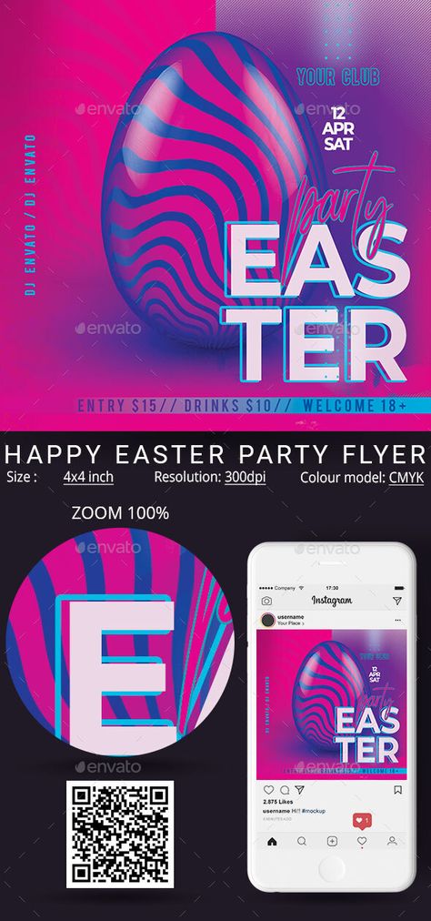 Easter Easter Flyer, Easter Flyers, Rendering Drawing, Flyer Size, Easter Sunday, Party Flyer, Easter Party, Easter Cards, Psd Files