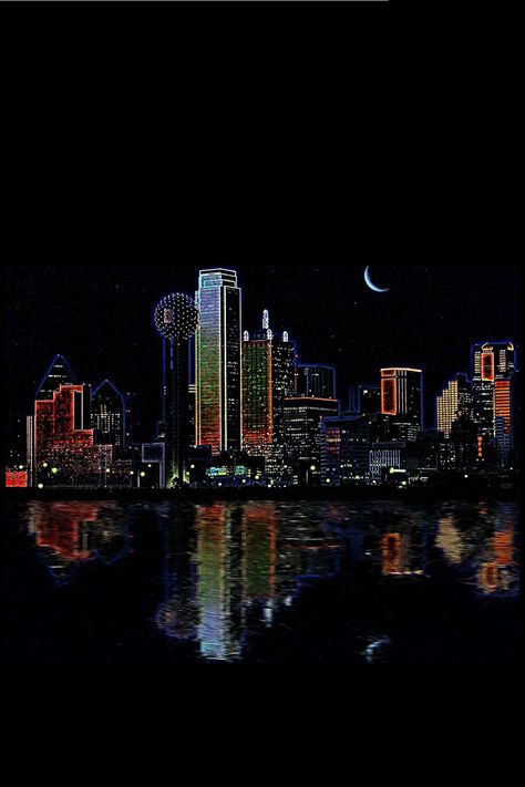 CityOfLights Wallpaper Iphone Retro, Trendy Wallpaper Iphone, Dallas Texas Skyline, Good Morning Posters, Dallas City, Dallas Skyline, Amoled Wallpapers, Skyline Painting, Vision Board Photos