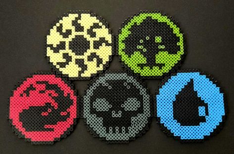 Tarot Perler Beads, Dnd Perler Beads, Magic The Gathering Pixel Art, Magic The Gathering Perler Bead Patterns, Mtg Pixel Art, Nerdy Christmas Ornaments, Mtg Perler Beads, Perler Coasters, Bioshock Perler Beads