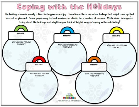 Holiday Coping Skills Activity, Social Health Activities, Christmas Mental Health Activity For Kids, Christmas Therapy Activities Kids Mental Health, Holiday Counseling Activities For Kids, Winter Counseling Activities For Kids, Christmas Coping Skills Activity, Holiday Counseling Activities, Holiday Coping Skills