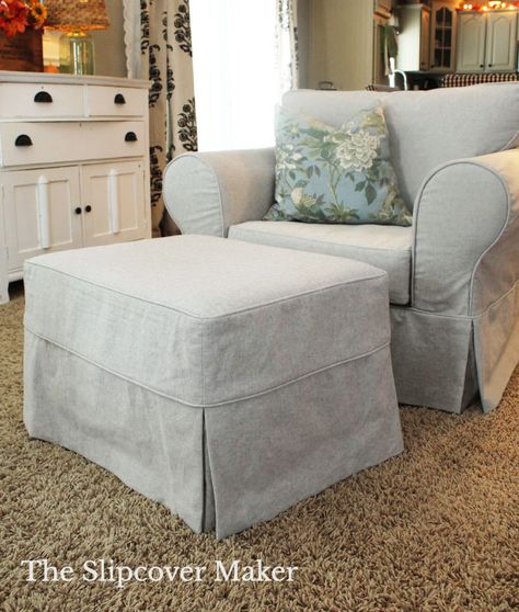 20 Tips for Slipcover Success Chair Slipcovers Living Room, Ottoman Slipcover Diy, Canvas Slipcovers, Drop Cloth Slipcover, Pottery Barn Chair, Diy Sofa Cover, Reading Chairs, Diy Furniture Upholstery, Furniture Reupholstery