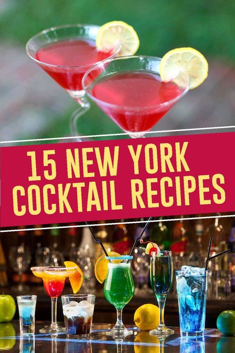 Looking to learn how to make drinks at home? Now you can see how to make some of the most popular New York cocktails! These classic New York cocktails encompass the city that never sleeps in origin or personality — or both. Because these drinks have unique stories, flavor profiles and histories all their own, sipping them maps out a mixologist’s journey through this one-of-a-kind city. New York Cocktails, Make Drinks At Home, Nyc Cocktails, Holiday Vodka Cocktails, Premade Cocktails, Vodka Drinks Easy, Cosmopolitan Cocktails, New York Sour, Culinary Kitchen