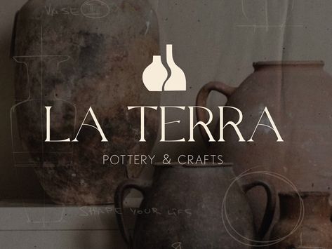 Terra Logo Design, Pottery Brand Identity, Pottery Logo Design Ideas, Pottery Logos, Ceramic Branding, Vase Logo, Pottery Branding, Craft Logo Design, Clay Logo