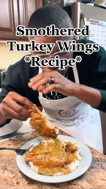 Smothered Turkey Wings Recipe, Turkey Wings Recipe, Smothered Turkey, Smothered Turkey Wings, Baked Turkey Wings, Southern Recipes Soul Food, Turkey Wings, Soul Food Dinner, Baked Turkey