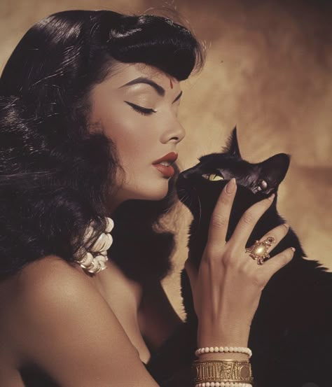 Woman And Cat Photography, Black Cat Woman Aesthetic, Black Cat Aesthetic Girl, Panther Photoshoot, Black Haired Woman Art, Cat And Owner Photoshoot, Black Cat Energy Women, Feline Beauty Aesthetic, Power Women Aesthetics