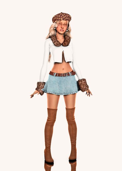 ​﻿​﻿﻿​Naomi's Corner : I've actually never played with Bratz dolls, I was... Flower Hacks, Ts4 Lookbook, Cheetah Coat, Glasses Look, Skirt Coat, Knit Toys, Doll Wardrobe, Sims 4 Mods Clothes, Crochet For Boys