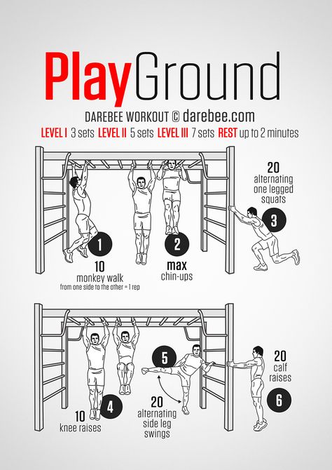 Taking the kids to the playground is a great time to get your own exercise! Playground Workout Darebee Workout, Celebrity Workout Routine, Playground Workout, Calisthenics Workout Plan, Core Fitness, Home Workout Men, Park Workout, 100 Workout, Strength Workouts