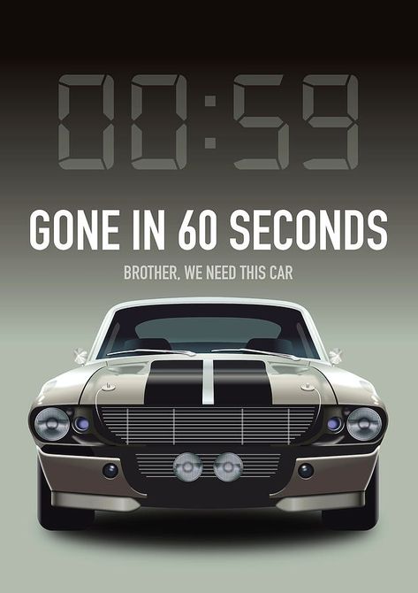 Gone In 60 Seconds, Motorcycle Events, Ford Mustang Cobra, The Artist Movie, Mustang Cobra, Poster Boys, Classic Movie Posters, Alternative Movie Posters, London United Kingdom