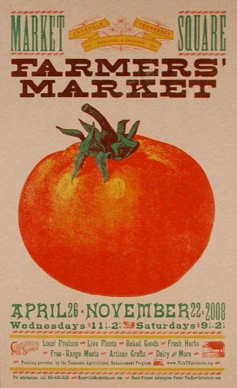 was hung in chelsea market when i was there, a couple of years ago. letter press hand-made by yee-haw Food Poster, Fresh Produce, Vintage Ads, Graphic Design Inspiration, Farmers Market, Letterpress, Vintage Posters, Farmer, Poster Design