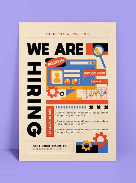 Academy Poster Design Ideas, Recruitment Ads Design, Recruitment Flyer Design, Were Hiring Poster, Flyer Design Inspiration Creative Ideas, Recruitment Poster Design Ideas, Flyer Design Inspiration Layout, Creative Recruitment Poster, Flyers Design Ideas