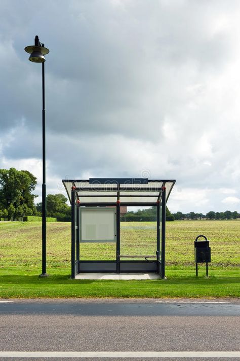 Empty Bus Stop. A bus stop is depicted standing in front of a field. Dark clouds , #AD, #depicted, #stop, #front, #standing, #Bus #ad Space Lamp, Loud House Sisters, Bus Stop Design, Bus Stand, Movie Shots, Photo Corners, When You Sleep, Bus Station, Bus Stop