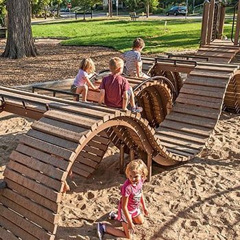 Playground Landscaping Ideas, Small Backyard Playground, Backyard Playground Landscaping, Playground Backyard Diy, Themed Playground, Playground Landscaping, Cool Playgrounds, Wooden Playground, Playground Structures