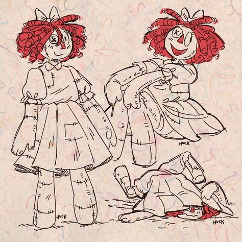 Dik Dik, Circus Characters, Silly Puppets, Raggedy Ann And Andy, Raggedy Ann, Hand Art, Fabric Painting, Art Sketches, Circus