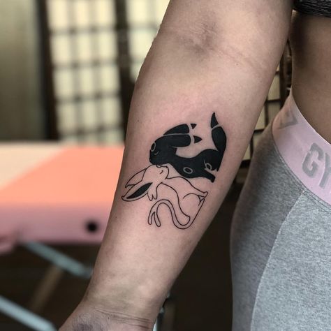 Umbreon And Espeon Tattoo, Espeon Tattoo, Umbreon Tattoo, Espeon And Umbreon, Umbreon Espeon, Disney Sleeve Tattoos, Pikachu Tattoo, Umbreon And Espeon, Planet Tattoos