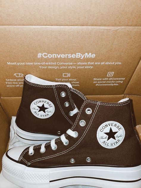 Converse Cafe, Converse Chunky, Converse Customized, Customized Converse, Converse Hightop, Academia Shoes, Cute Converse Shoes, Brown Converse, Casual Shoes Women Sneakers