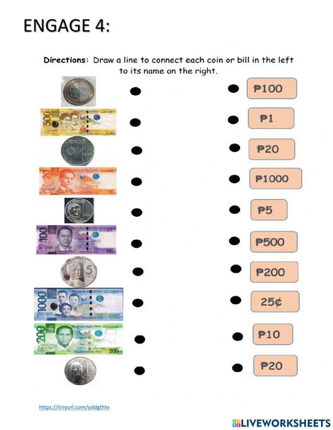 Philippines Money Pictures, Philippine Money, Money Games For Kids, Money Kindergarten, Hard Mazes, Colouring Activities, Adding Money, Kindergarten Math Worksheets Addition, Money Worksheets