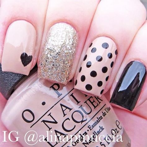 Eye-Catching Designs For Fun Summer Nails ★ See more: https://glaminati.com/fun-summer-nails/ Unique Acrylic Nail Designs, Polka Dot Nail Art, Dot Nail Art, Classy Nail Designs, Valentine Nails, Heart Nail, Easy Nails, Polka Dot Nails, Dots Nails